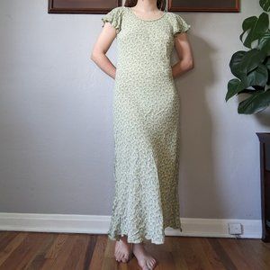 April Cornell Light Green Floral Maxi Dress
